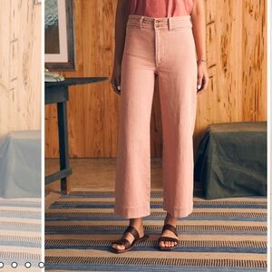 Faherty Harbor Crop Jean Clay Pink Wash 25 NWT high rise wide leg